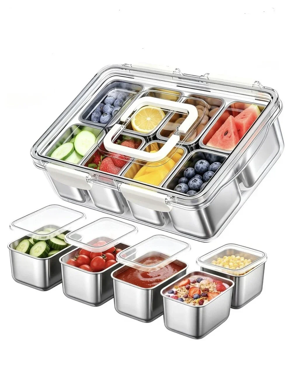 Stainless Steel Container Set with Clear Lid